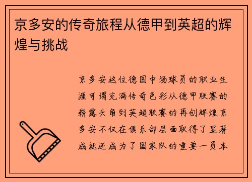 京多安的传奇旅程从德甲到英超的辉煌与挑战